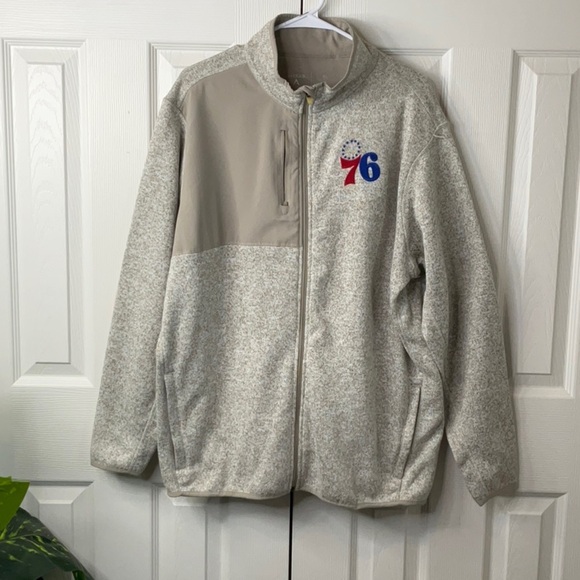 Antigua - Philadelphia 76ers Fortune Full Zip Jacket Oatmeal Heather Men's XL - Picture 2 of 9
